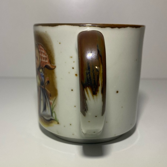 Vintage Goebel Hummel Stoneware Girl With Bird Speckled Brown Mug - Picture 2 of 6
